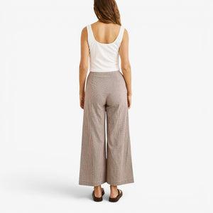 Rhythm London Check Wide Leg Pant - Chocolate