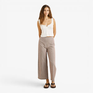 Rhythm London Check Wide Leg Pant - Chocolate