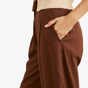 Rhythm Venice Tailored Linen Pant - Chocolate