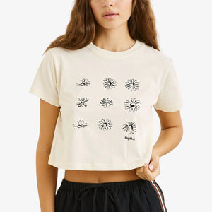 Rhythm Georgia Floral Crop Crew Tee -  White