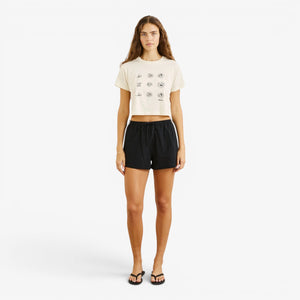 Rhythm Georgia Floral Crop Crew Tee -  White