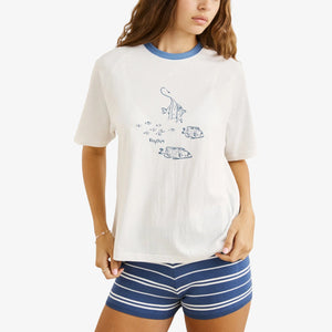 Rhythm Fish Raglan T-shirt - Vintage White