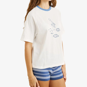 Rhythm Fish Raglan T-shirt - Vintage White