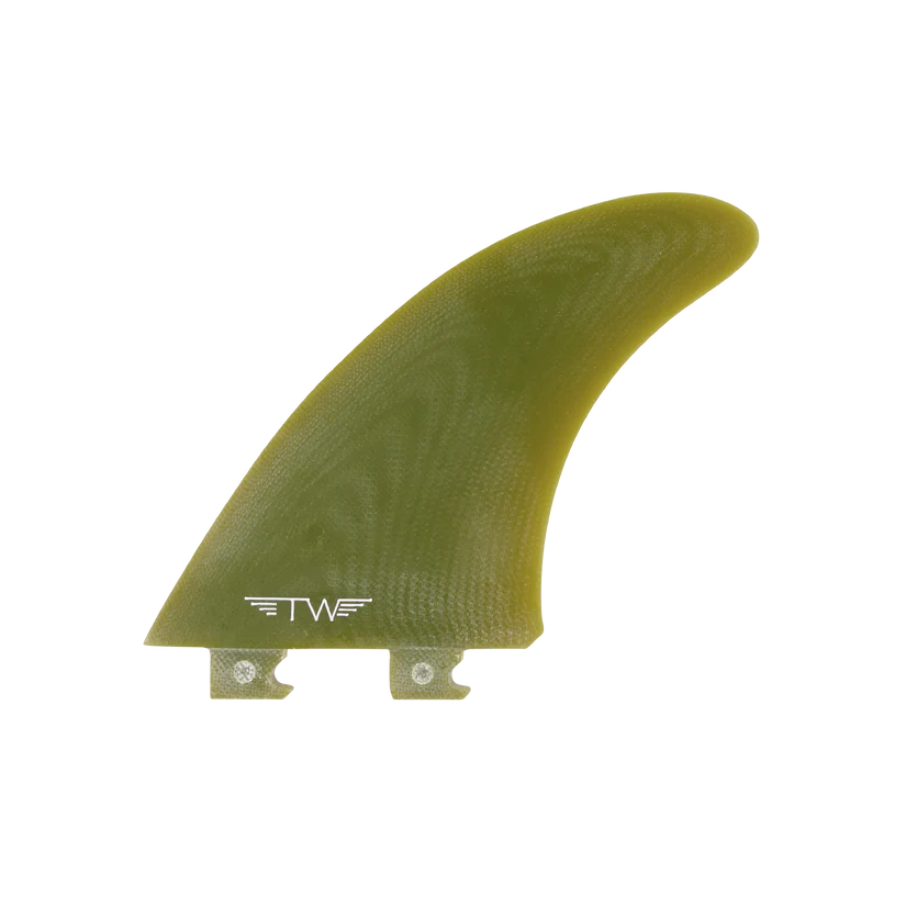 Captain Fin Tyler Warren Surfboard Twin + Trailer Fins - CF Snap In - Olive