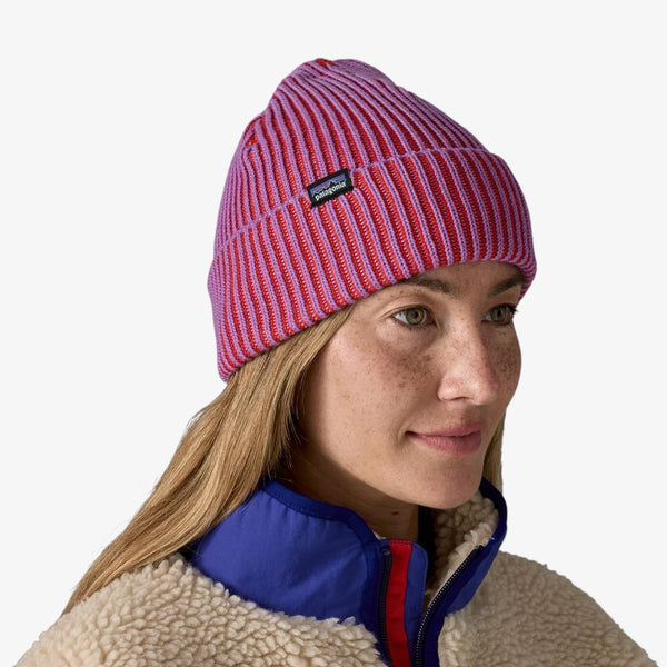 Patagonia Fisherman's Rolled Beanie - Contrast Stripe: Brisk Purple