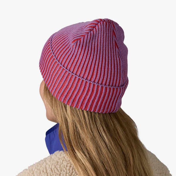 Patagonia Fisherman's Rolled Beanie - Contrast Stripe: Brisk Purple