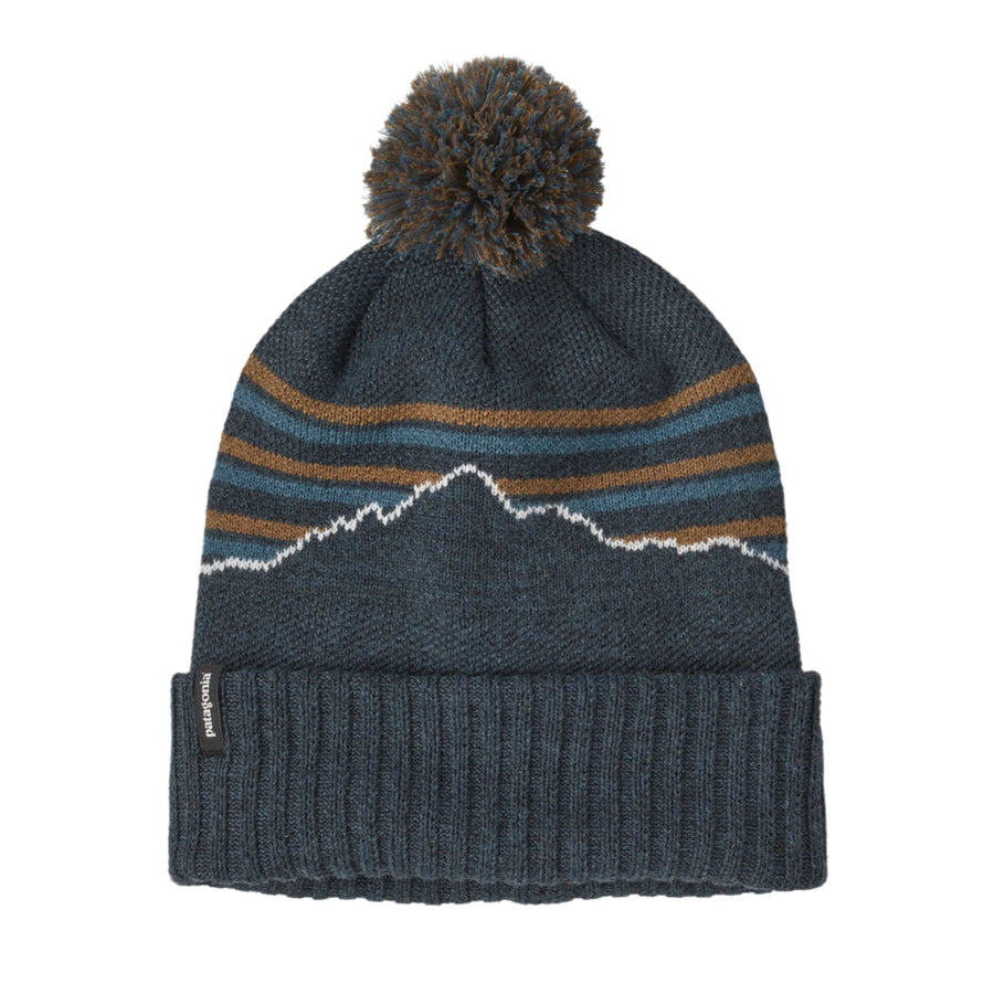 Patagonia Powder Town Beanie : Fitz Roy Stripe Knit: Smolder Blue