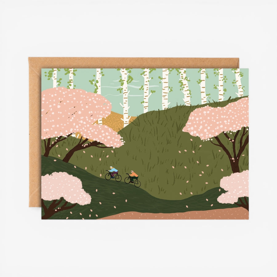 Charis Raine Illustration 'Cyclist Cherry Blossom' Card