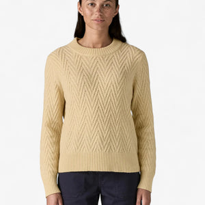 Patagonia Women's Recycled Wool-Blend Crewneck Sweater -  Chevron Cable: Dark Natural