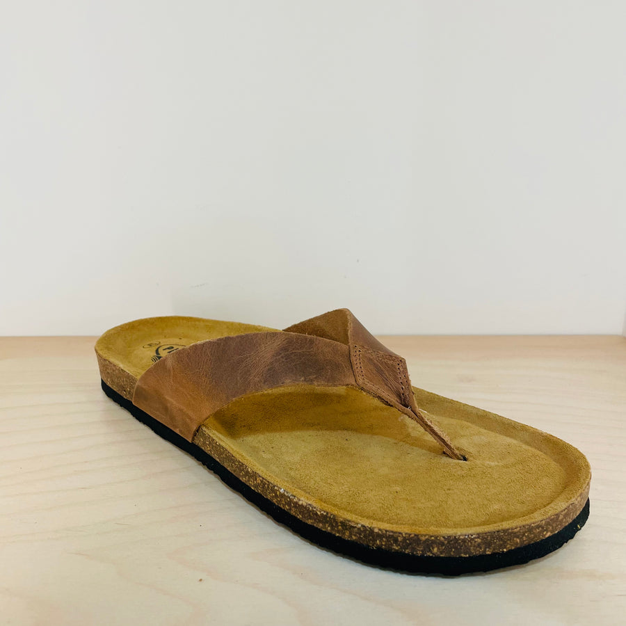 Plakton Men's 'Beach Boy' Apure Leather Sandal - Oak Brown