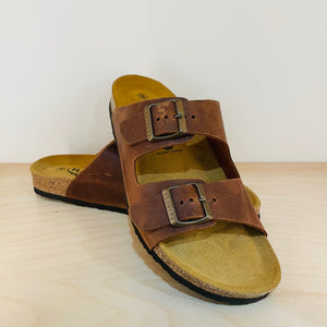 Plakton Women's 'Malaga' Apure Leather Sandal - Oak Brown