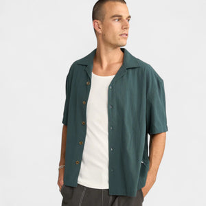 Rhythm Relaxed Texture Short Sleeve Shirt - Teal