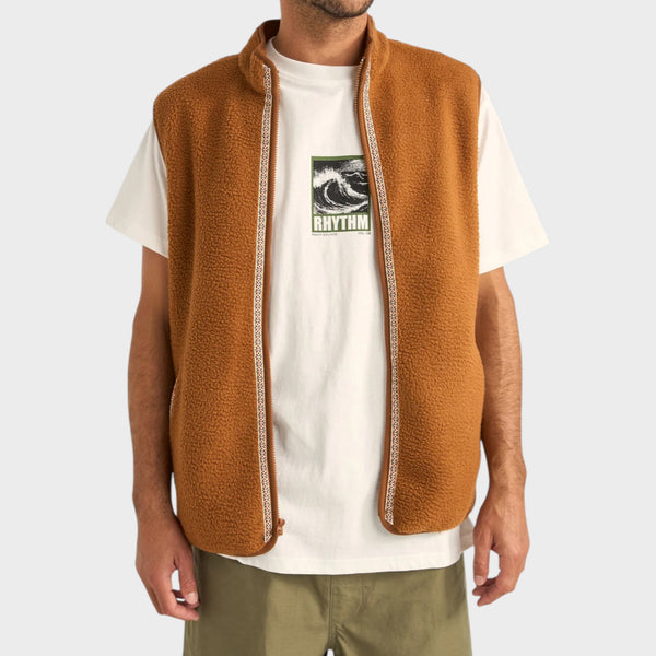 Rhythm Men's Marco Sherpa Vest - Tobacco