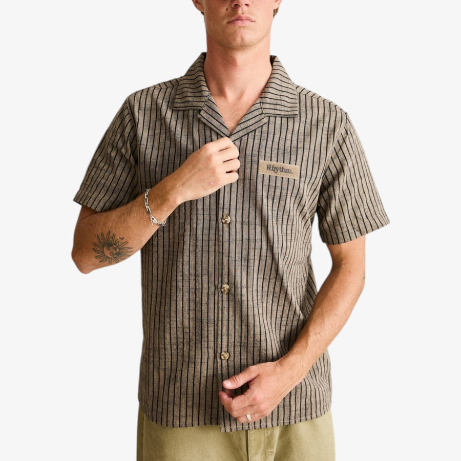 Rhythm Vacation Stripe Ss Shirt - Natural