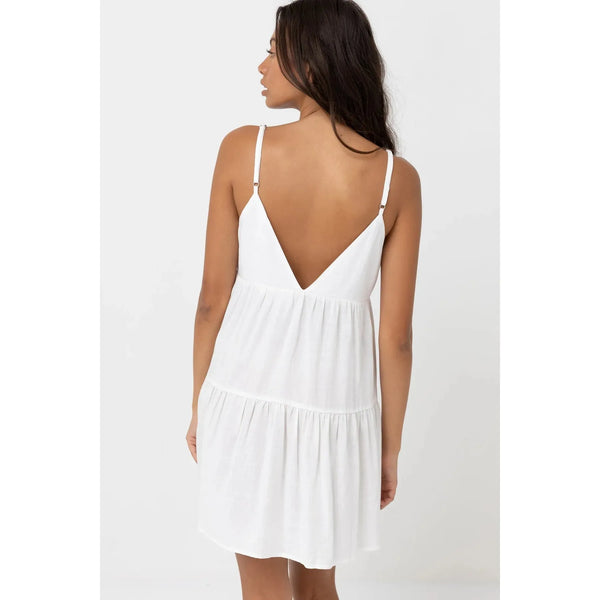 Rhythm Classic Tiered Mini Dress - White