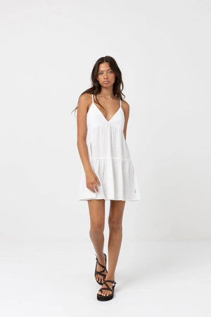 Rhythm Classic Tiered Mini Dress - White