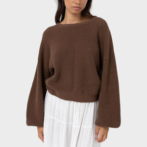 Rhythm women's Classic Knit Jumper - Chocolate