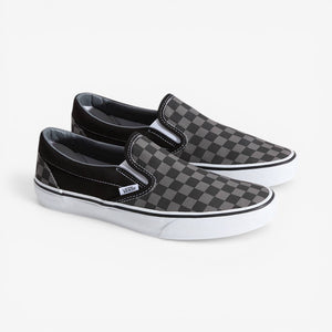 Vans Checkerboard Classic Slip-On Shoes - Black/Pewter