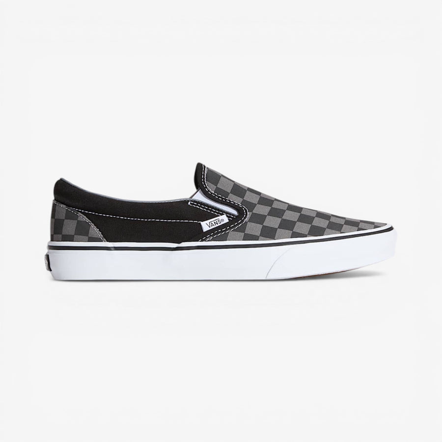 Vans Checkerboard Classic Slip-On Shoes - Black/Pewter