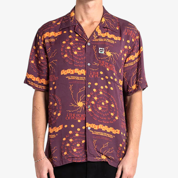 Deus Ex Machina Smithson Short Sleeved Shirt - Maroon