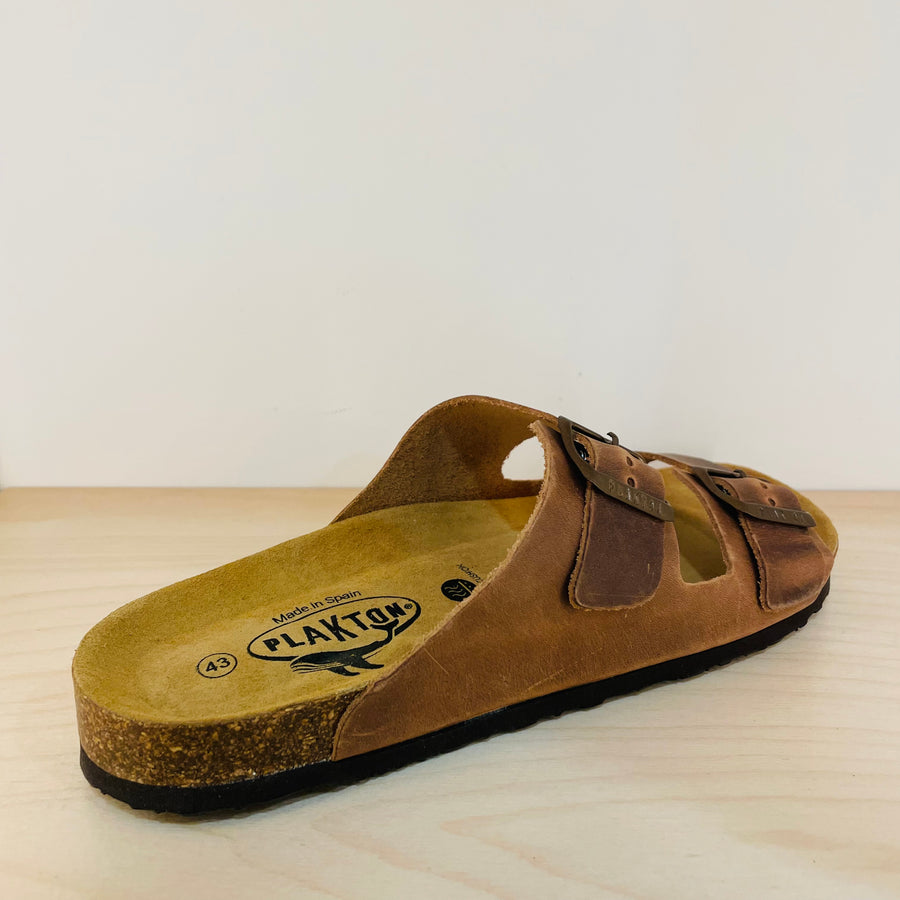 Plakton Men's 'Seth Malaga' Apure Leather Sandal - Oak Brown