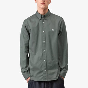 Carhartt Long Sleeve Madison Shirt - Velvet Green/White