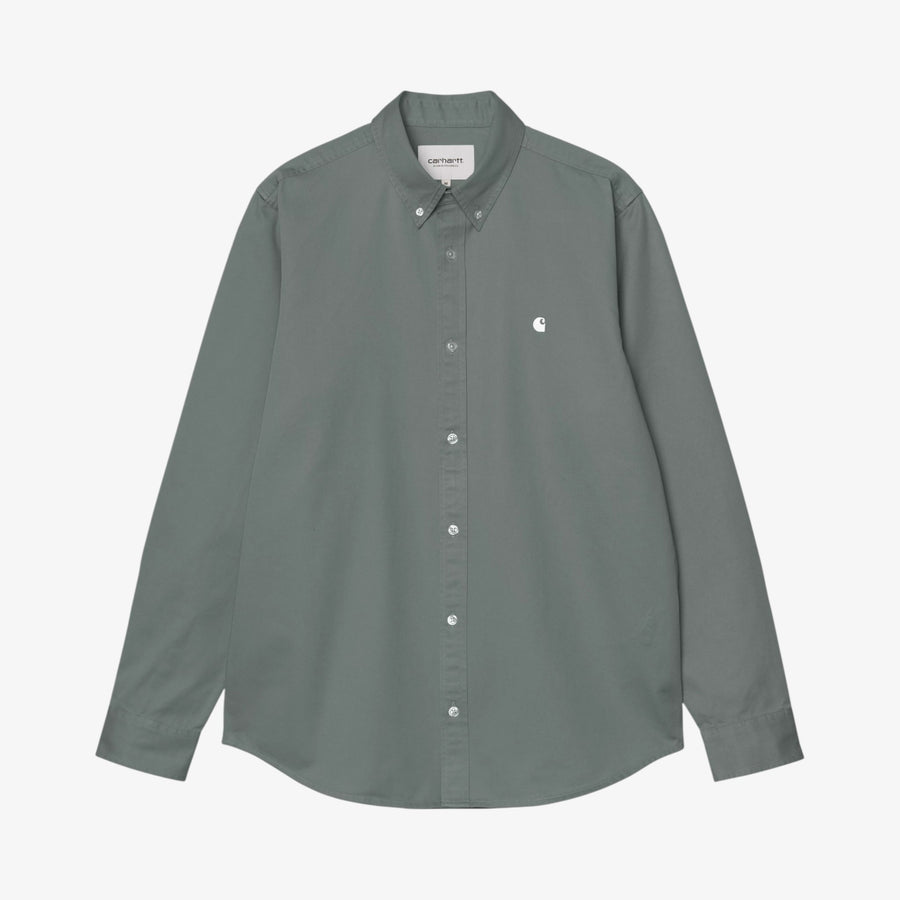 Carhartt Long Sleeve Madison Shirt - Velvet Green/White