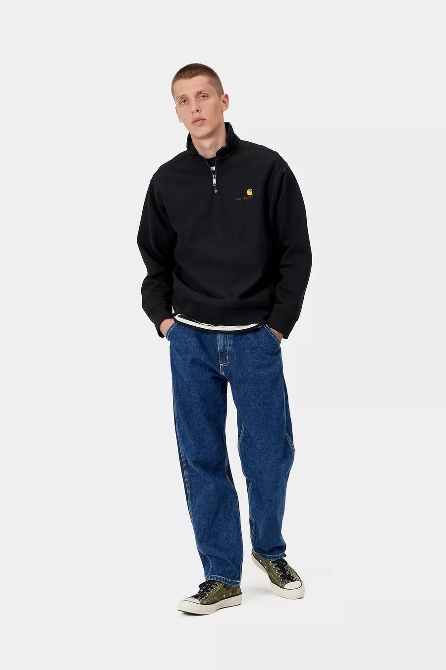 Carhartt Half Zip American Script Sweatshirt - Black