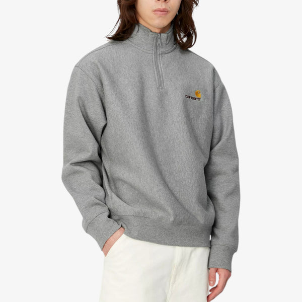 Carhartt Half Zip American Script Sweatshirt - Heather Grey