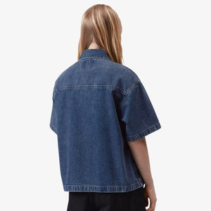 Carhartt Women's Short Sleeve Lovilia Shirt - Blue, Stone washed