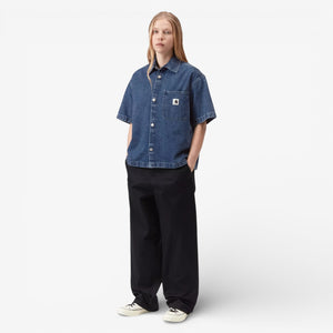 Carhartt Women's Short Sleeve Lovilia Shirt - Blue, Stone washed
