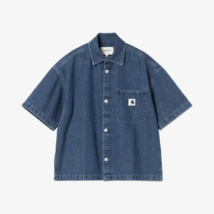 Carhartt Women's Short Sleeve Lovilia Shirt - Blue, Stone washed
