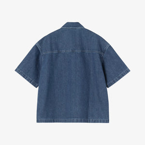 Carhartt Women's Short Sleeve Lovilia Shirt - Blue, Stone washed