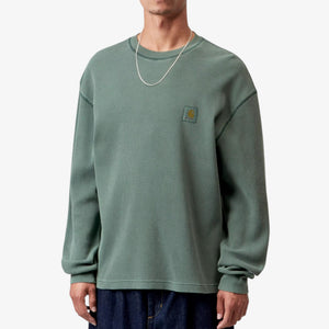 Carhartt Long Sleeve Vista Waffle T-Shirt - Dark Scarab, Garment dyed