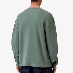 Carhartt Long Sleeve Vista Waffle T-Shirt - Dark Scarab, Garment dyed