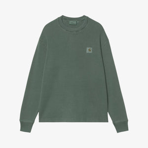 Carhartt Long Sleeve Vista Waffle T-Shirt - Dark Scarab, Garment dyed