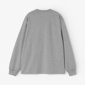 Carhartt Women's Long Sleeve Heart Patch T-Shirt - Grey Heather / Red