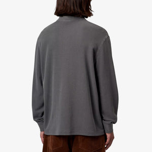Carhartt Long Sleeve Waffle Rugby Shirt - Black, Garment Dyed
