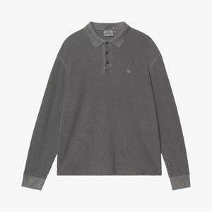 Carhartt Long Sleeve Waffle Rugby Shirt - Black, Garment Dyed