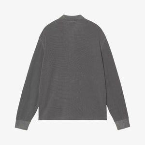 Carhartt Long Sleeve Waffle Rugby Shirt - Black, Garment Dyed