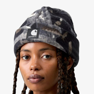 Carhartt WIP Blevin Beanie - Camo Feather Tree, Black