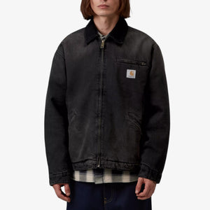 Carhartt Detroit Jacket - Black / Black, Tobacco used wash