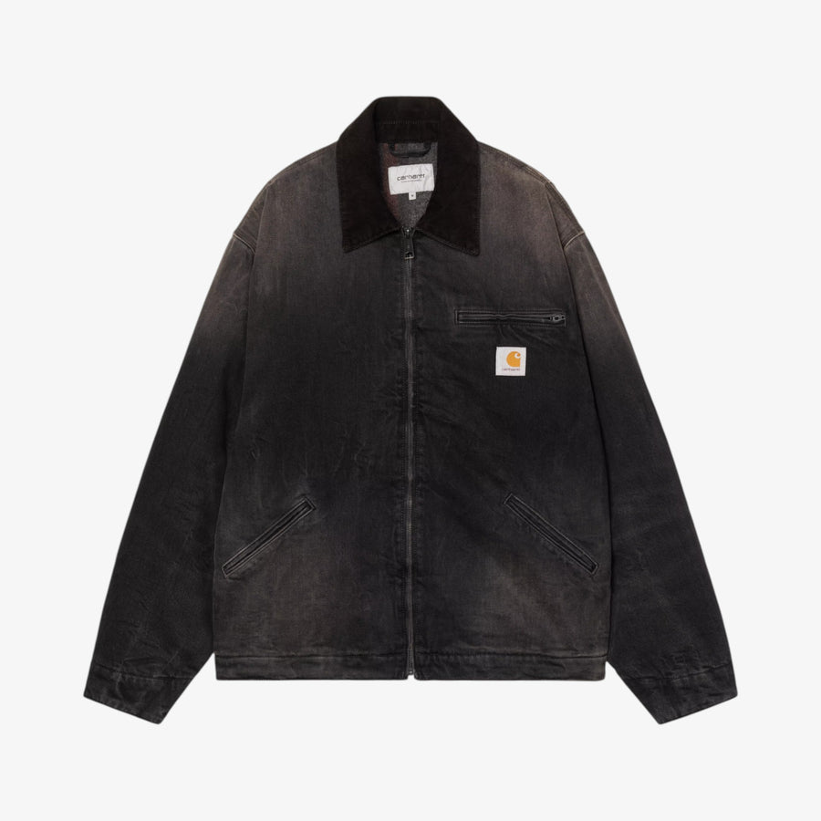 Carhartt Detroit Jacket - Black / Black, Tobacco used wash