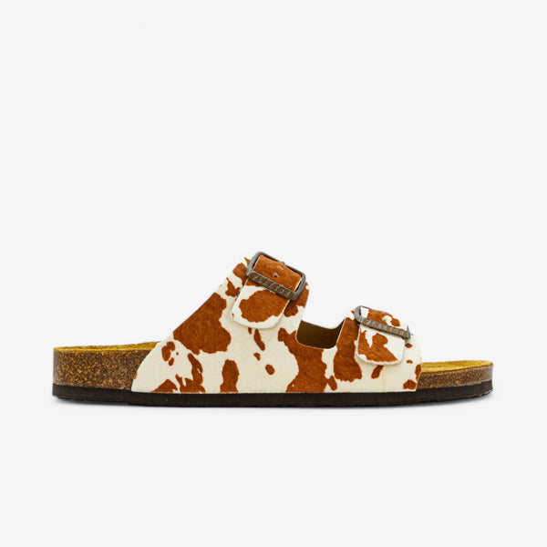 Plakton Beta Women's Sandals - Cow Print Cuero