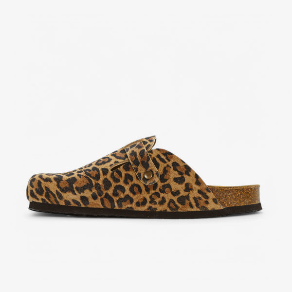 PLAKTON BLOGG WOMENS CLOG - LEOPARD PRINT AFELPADO