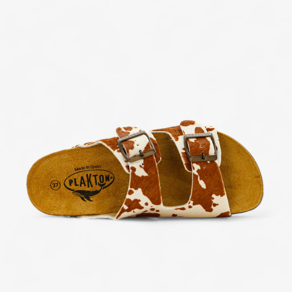 Plakton Beta Platform Women's Sandals - Cow Print Cuero