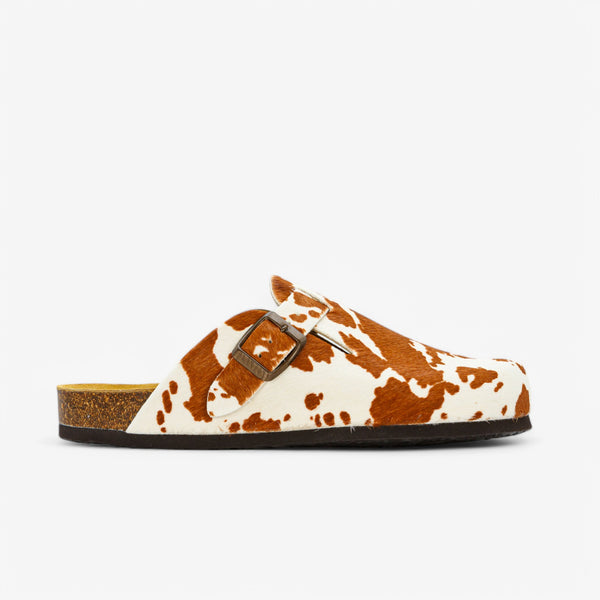 PLAKTON BLOGG WOMENS CLOG - COW PRINT CUERO