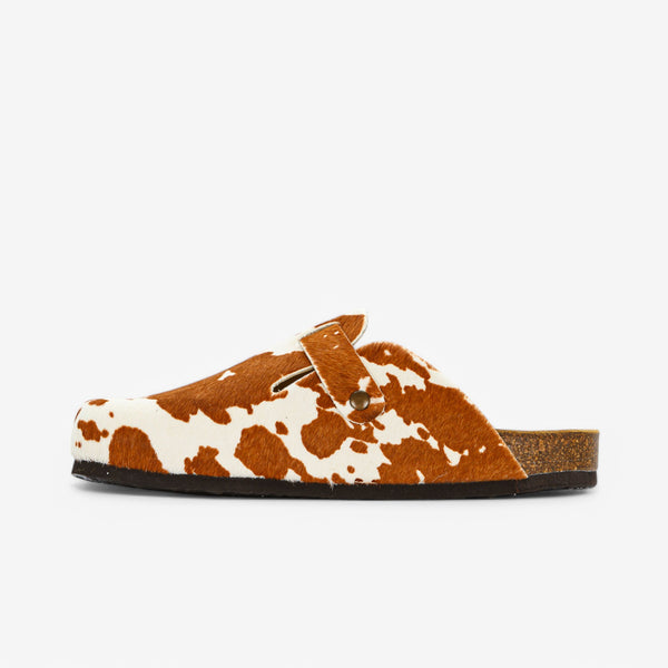 PLAKTON BLOGG WOMENS CLOG - COW PRINT CUERO