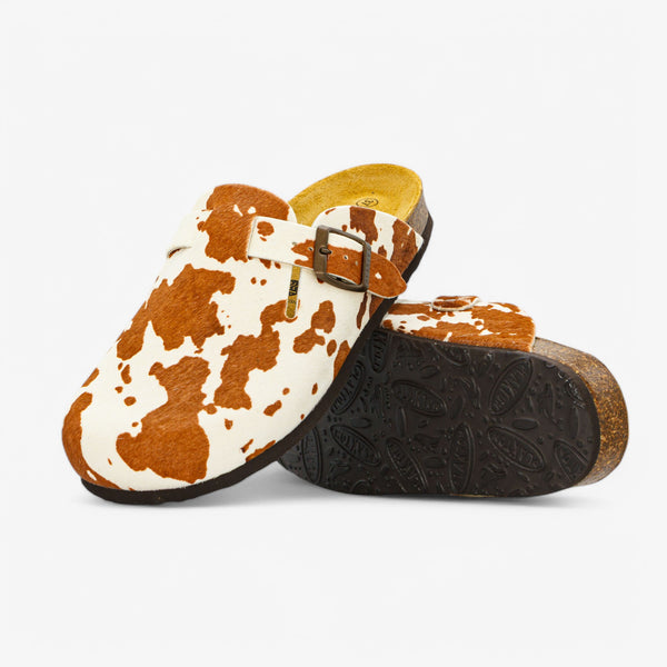 PLAKTON BLOGG WOMENS CLOG - COW PRINT CUERO
