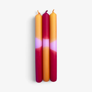 The colour Emporium : Sahara Scorch Dip Dye Dinner Candles Trio